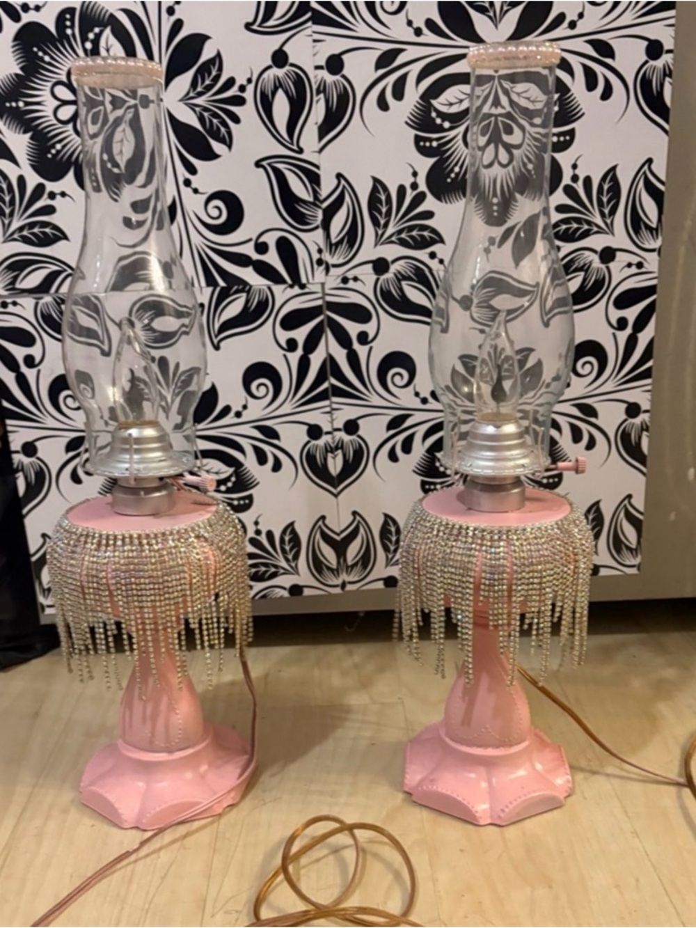 **MUST READ***2 Super Cute Vintage Upcycled Shabby Glam Chic Electric
Lamps